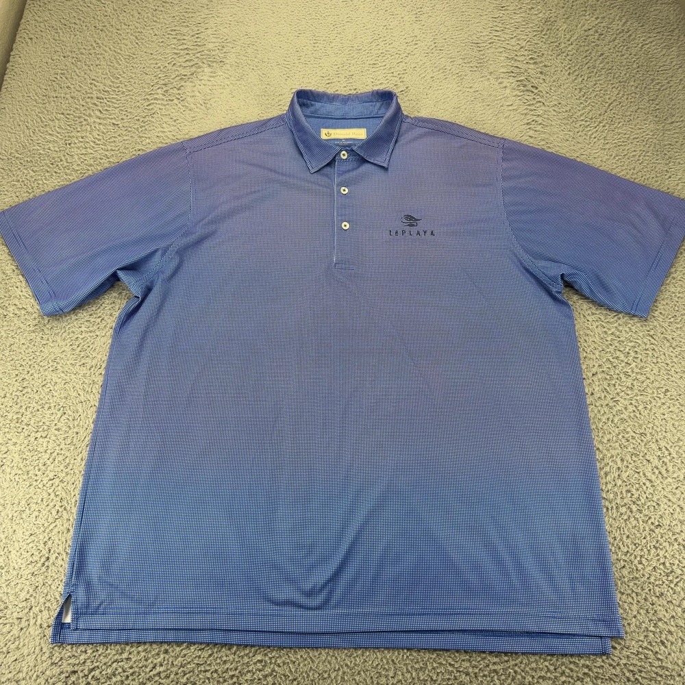 Donald Ross Golf Polo Mens XL Blue Laplaya Club Performance Micro Print Shirt